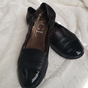 AGL | Black Patent Leather Cap Toe Loafer Flats